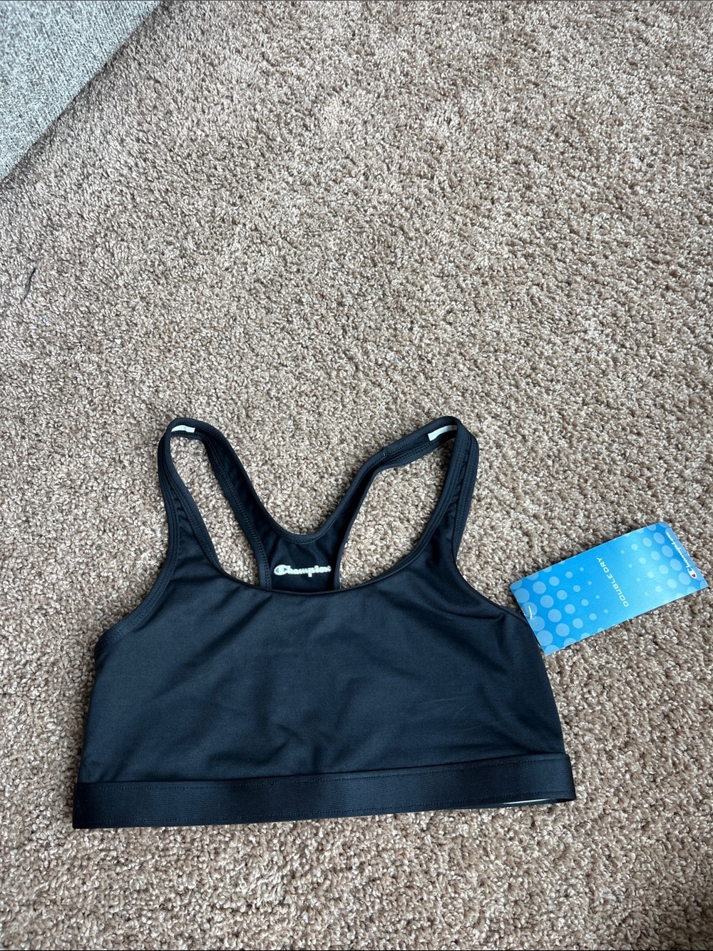 NWT Champion Black Racerback Sports Crop Bra Size M